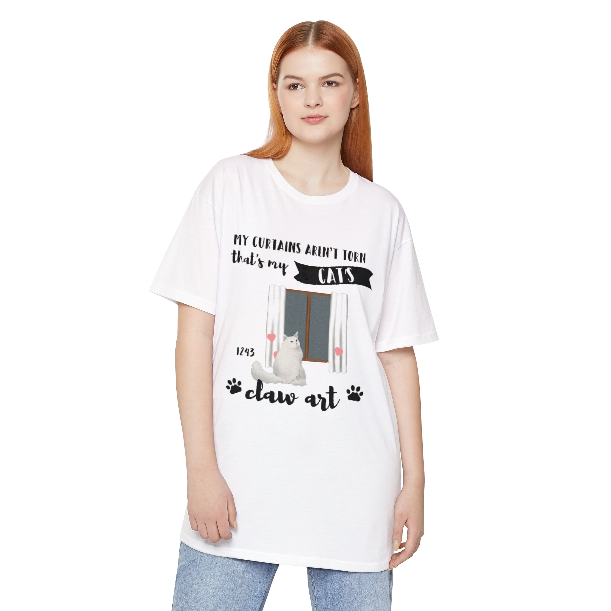 My Curtains aren't torn that is my Cat's | Unisex Long Body Urban Tee